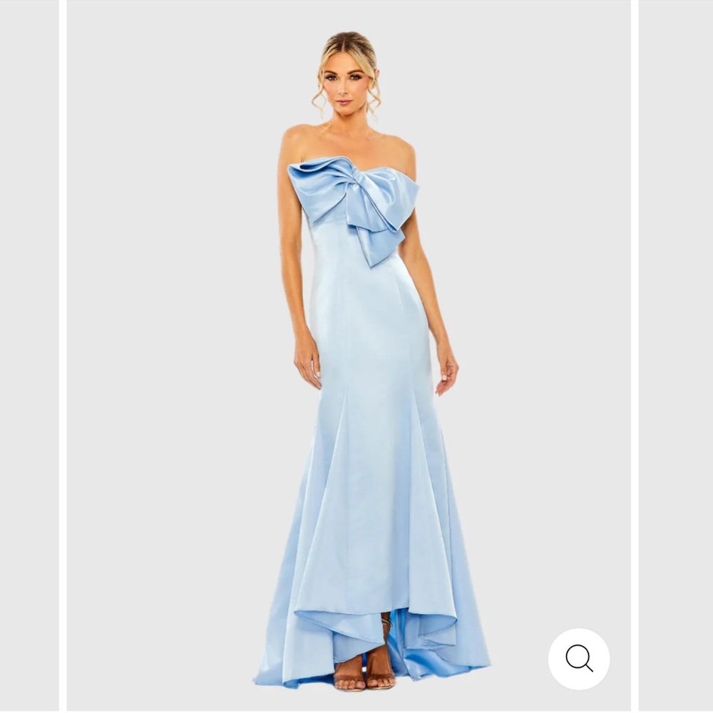 Mac Duggal- Strapless Bow Mermaid Gown - Powder Blue, Size 12